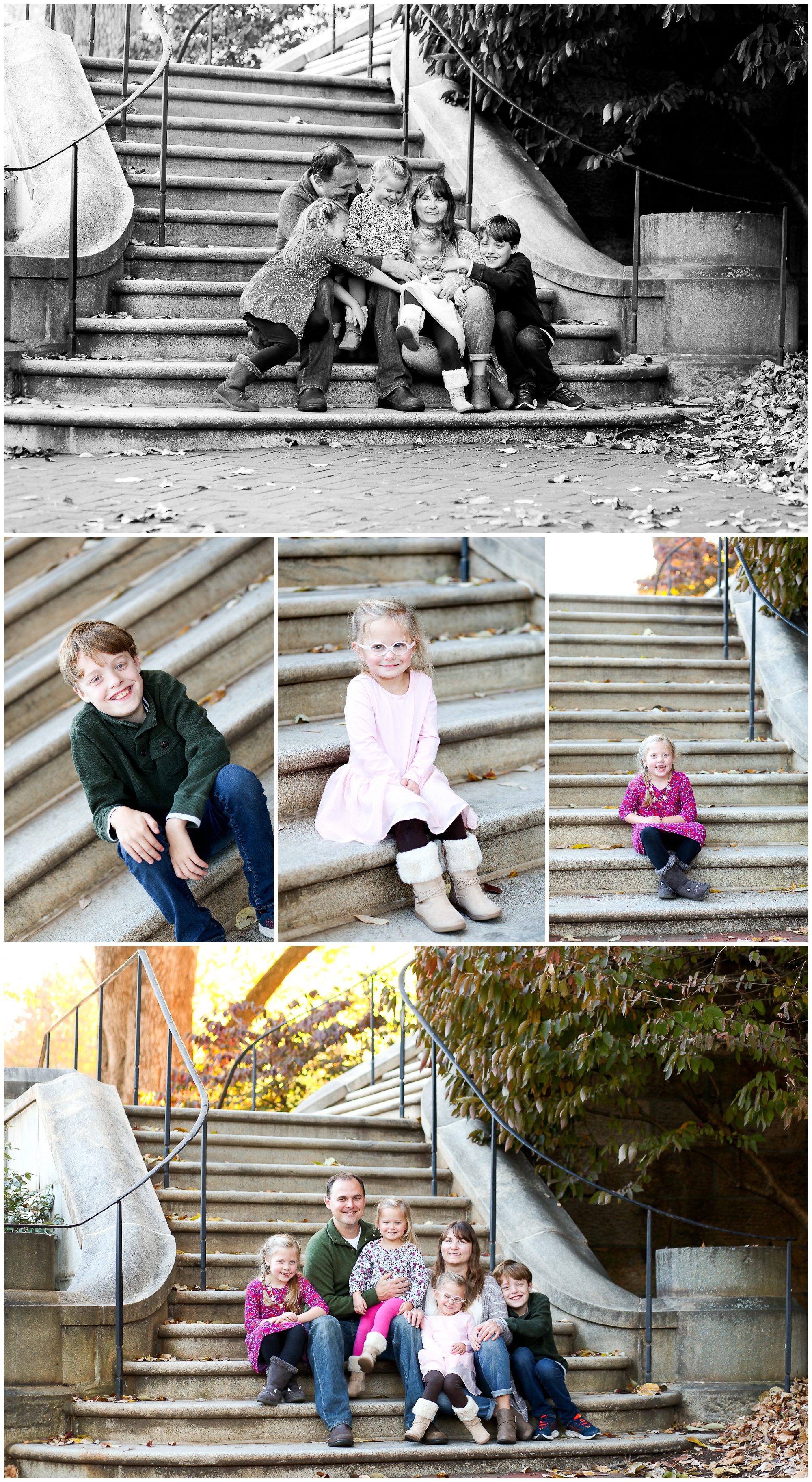 Charlottesville Family Photographer portraits fall pictures UVA Lawn University of Virginia Grounds autumn brother sisters siblings.
