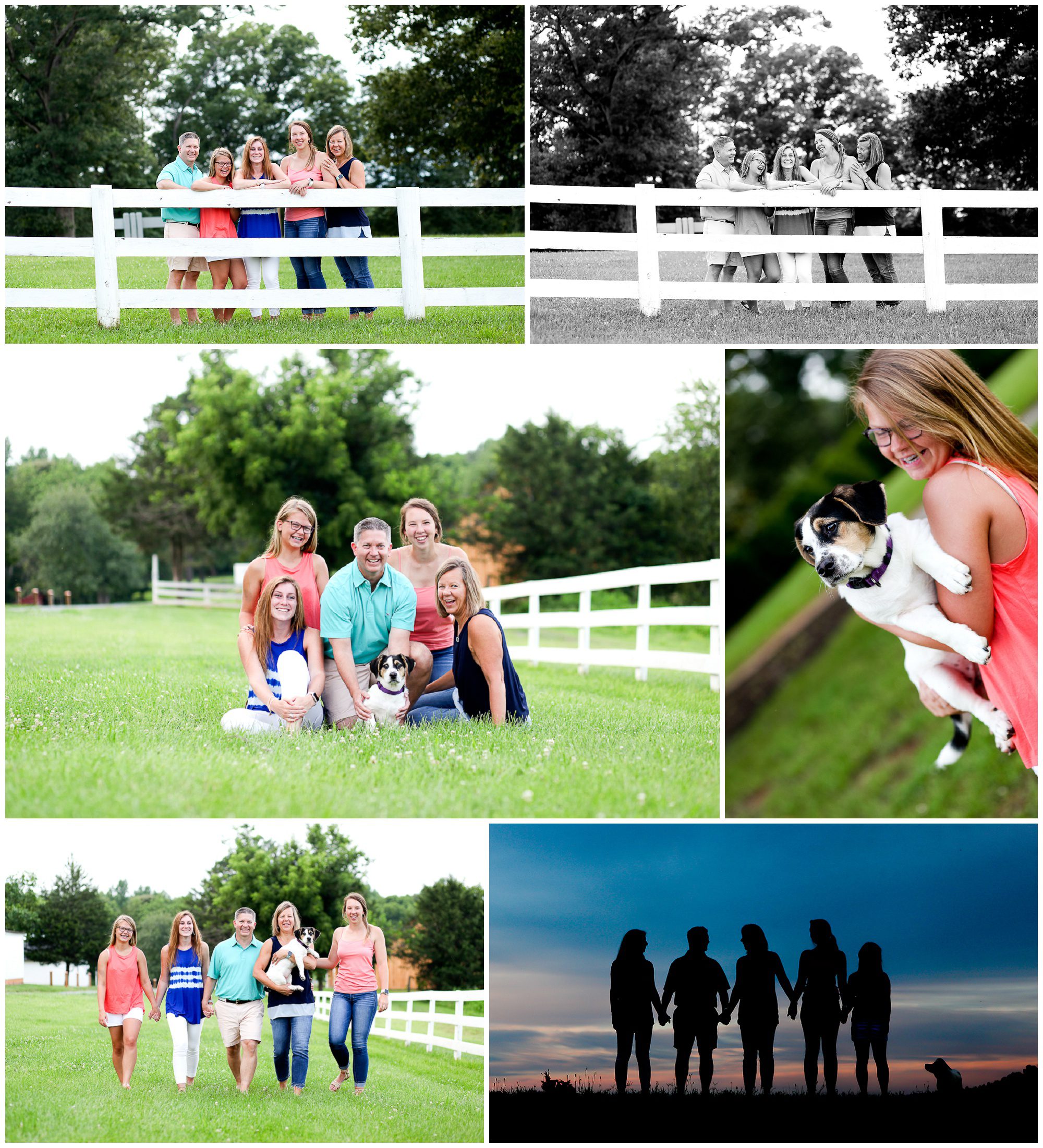charlottesville family portrait photographer pictures fluvanna sisters summertime photography silhouette dog pet summer fun