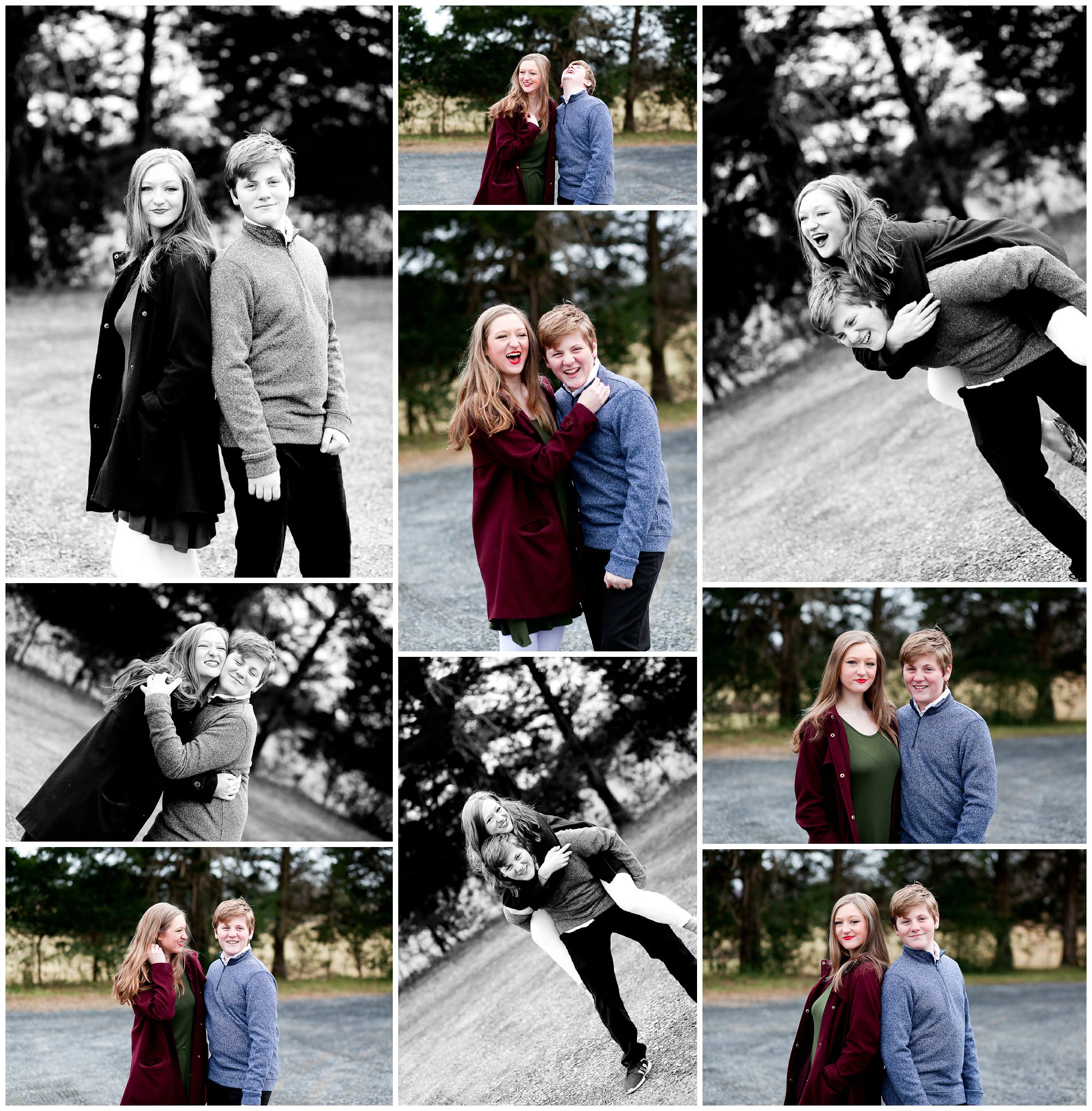 Charlottesville Sibling Winter Portraits Fluvanna Family Cville Photographer Pictures Photography Brother Sister Fun Teens Teenagers Laughter
