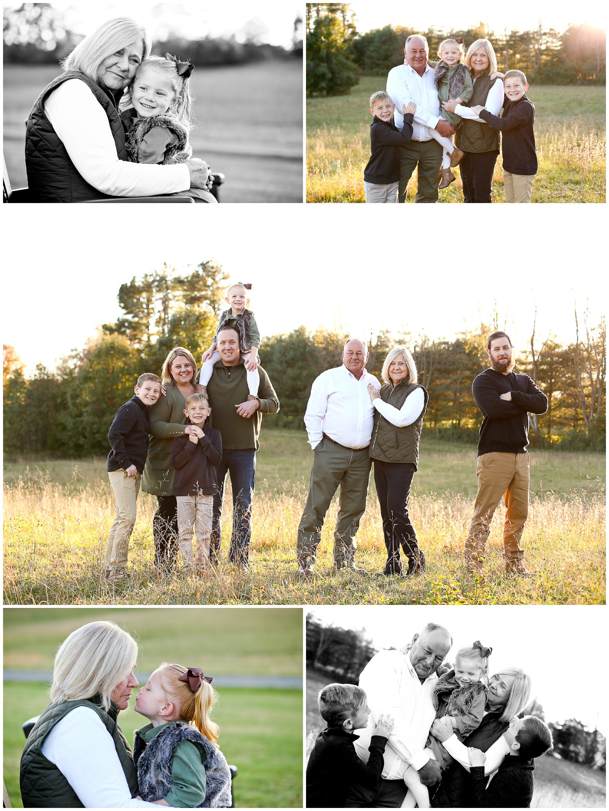 Waynesboro Extended Family Fall Portraits with Puppy in Augusta County Charlottesville photographer grandparents cville fluvanna pictures photography autumn