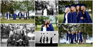 FCHS 2021 Graduates Friend Portraits in Cap and Gowns and College Reveal Shirts in Fluvanna Senior high school graduation friendship graduation cville