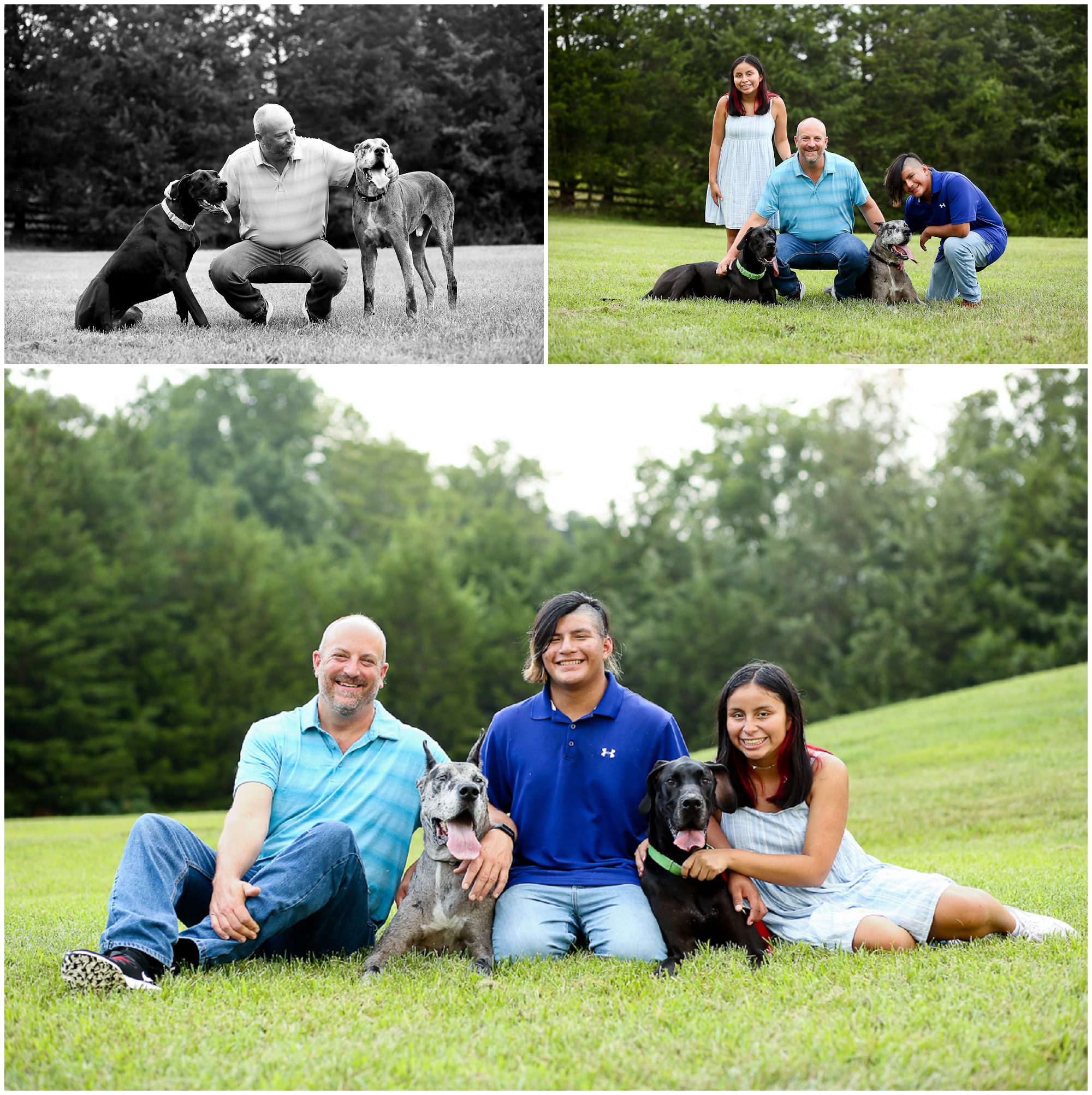 Lake Monticello Father Teens Summer Portraits with Dogs in Fluvanna Charlottesville Photographer Pictures Photoshoot Family Session Dad Gift