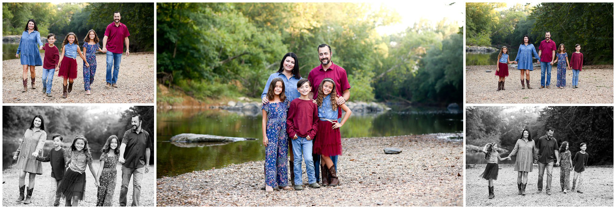 Fluvanna Triplet Family Portraits by the River Charlottesville Photographer Pictures Siblings Photography Photoshoot Session Summer Fall Brother Sisters Dog