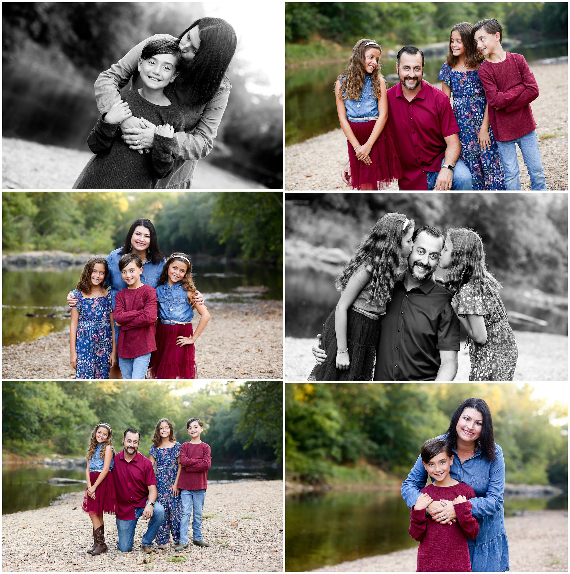 Fluvanna Triplet Family Portraits by the River Charlottesville Photographer Pictures Siblings Photography Photoshoot Session Summer Fall Brother Sisters Dog